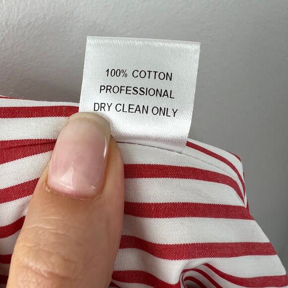 Petersyn NYC Red White Striped One Shoulder 100% Cotton Asymmetrical Blouse XS - Picture 6 of 7